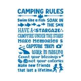Camping Rules Die Cut Vinyl Decal Sticker - Waterproof Decal