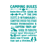 Camping Rules Die Cut Vinyl Decal Sticker - Waterproof Decal
