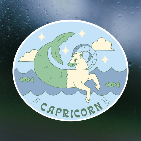 capricorn zodiac sign sticker by get decaled. bumper sticker, car sticker, aries sticker, aries zodiac, zodiac signs, astrology signs, zodiac sign sticker, astrology sign sticker, decal shop, decal shop usa, best decals