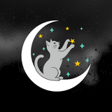 Die Cut Vinyl Decal - Cat In The Moon