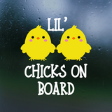 Die Cut Vinyl Lil' Chicks On Board Decal - Waterproof Vehicle / Window Decal