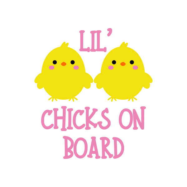 Die Cut Vinyl Lil' Chicks On Board Decal - Waterproof Vehicle / Window Decal