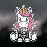 Die Cut Vinyl Child On Board Unicorn Decal