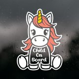 Die Cut Vinyl Child On Board Unicorn Decal