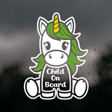 Die Cut Vinyl Child On Board Unicorn Decal