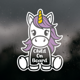 Die Cut Vinyl Child On Board Unicorn Decal