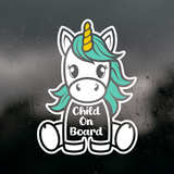 Die Cut Vinyl Child On Board Unicorn Decal