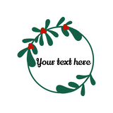 Decorative wreath with green leaves and red berries on a white background