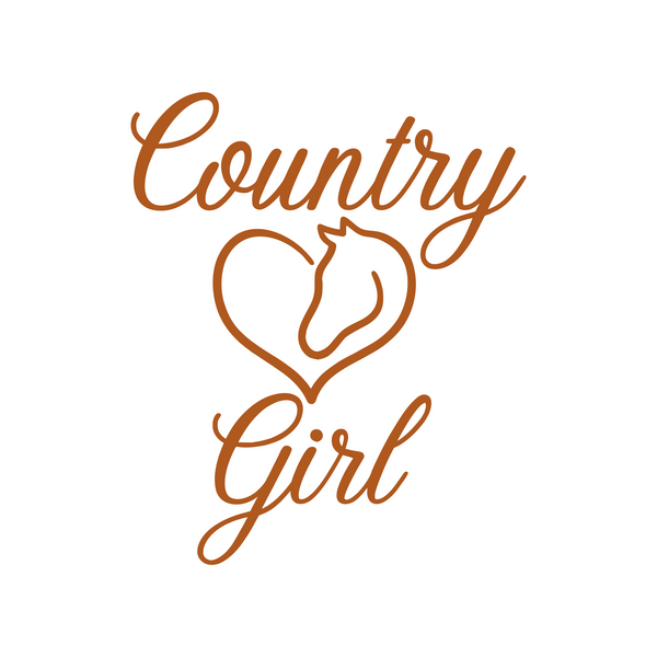 Country Girl Decal with Horse Heart - Waterproof Die Cut Vinyl Decal