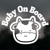 Die Cut Vinyl Cow Baby On Board Decal - Car Decal, Truck Decal, Rear Window Decal