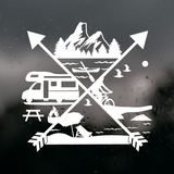 Custom Ultimate Camping Cross Die Cut Vinyl Decal