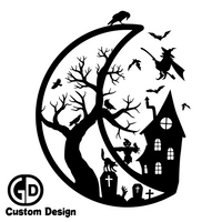 Dye Cut Vinyl Custom Halloween Moon Decal - Shop Design