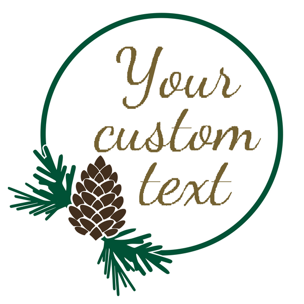 Customizable Die Cut Vinyl Fir & Pinecone Wreath Decal - Vehicle, Glass, Door Decal