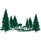 Die Cut Vinyl Outdoor Doe & Fawn Scene Decal - Vehicle / Window / Camper Decal - Get Decaled