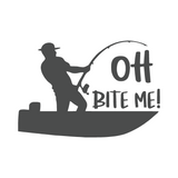 Die Cut Vinyl Bite Me Fishing Car / Truck Decal
