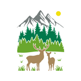 Die Cut Vinyl Custom Deer Outdoor Scene Decal / Camper Decal / Car Decal - Get Decaled