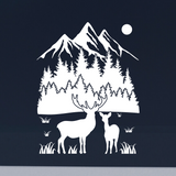 Die Cut Vinyl Custom Deer Outdoor Scene Decal / Camper Decal / Car Decal - Get Decaled