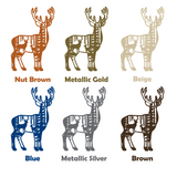 Set of deer illustrations in different colors with labels on a white background