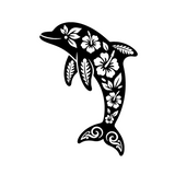 Die Cut Vinyl Tropical Hibiscus Dolphin Decal