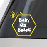 Die Cut Baby On Board Honeycomb Bee Decal