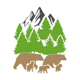 Die Cut Vinyl Bear Family Outdoor Scene Decal - Camper Decal, Truck Decal, Window Decal