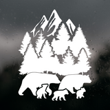 Die Cut Vinyl Bear Family Outdoor Scene Decal - Camper Decal, Truck Decal, Window Decal