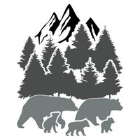Die Cut Vinyl Bear Family Outdoor Scene Decal - Camper Decal, Truck Decal, Window Decal