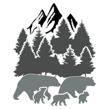 Die Cut Vinyl Bear Family Outdoor Scene Decal - Camper Decal, Truck Decal, Window Decal
