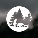 Die Cut Vinyl Bear Moon Scene Decal - Camper Decal, Window Decal, Vehicle Decal