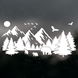 Waterproof Die Cut Vinyl Decal Of Bear & Mountain Scene For Campers / Trailers / Vehicle