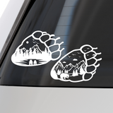 Die Cut Vinyl Bear Paw Outdoor Scene Decal - Vehicle Decal, Camper Decal, Window Decal - Get Decaled