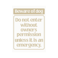 Die Cut Vinyl Beware Of Dog Window Decal