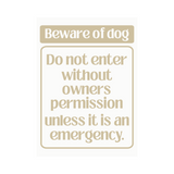 Die Cut Vinyl Beware Of Dog Window Decal