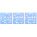 Die Cut Vinyl Line Art Heart Wreath Kid / Baby  On Board Decal