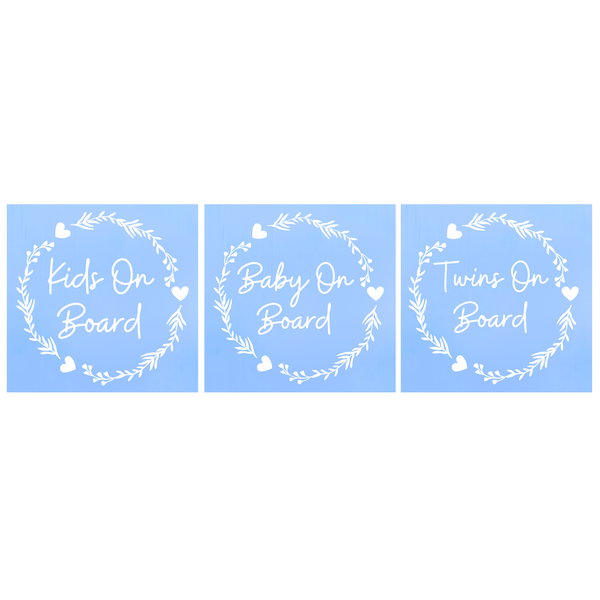 Die Cut Vinyl Line Art Heart Wreath Kid / Baby  On Board Decal