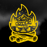 Die Cut Vinyl Decal Camping Scene Decal - 5th Wheel
