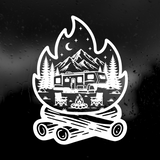 Die Cut Vinyl Decal Camping Scene Decal - 5th Wheel