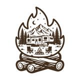 Die Cut Vinyl Decal Camping Scene Decal - 5th Wheel