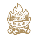 Die Cut Vinyl Decal Camping Scene Decal - 5th Wheel