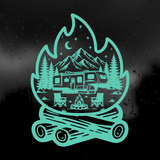 Die Cut Vinyl Decal Camping Scene Decal - 5th Wheel