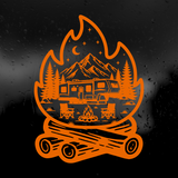 Die Cut Vinyl Decal Camping Scene Decal - 5th Wheel