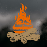 Die Cut Vinyl Custom Campfire Scene Decal - Camper / Car / Window Decal