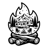 Die Cut Vinyl Decal Camping Scene Decal - 5th Wheel