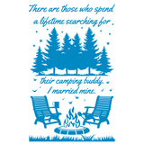 Die Cut Vinyl Camper Quote Door Decal "Camping Buddy"