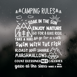 Custom Die Cut Vinyl Camping Rules Decal