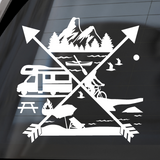 Custom Ultimate Camping Cross Die Cut Vinyl Decal - Trailer Decal, Camper Decal - Get Decaled