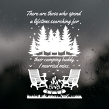 Die Cut Vinyl Camper Quote Door Decal "Camping Buddy"