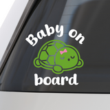 Die Cut Vinyl Turtle Themed "Baby On Board" Decal - Waterproof Vinyl Decal - Get Decaled