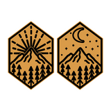 Die Cut Vinyl Decal Pack - Outdoor Scene Line Art Night & Day - Camper Decal Set