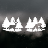 Die Cut Vinyl Buck & Doe  Treeline Decal - Vehicle Decal, Window Decal